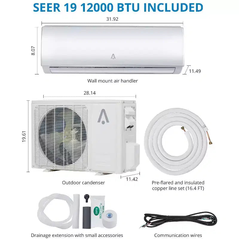 Garvee Aire Acondicionado y Calefacción Mini Split 9000 BTU, Unidad Mini AC con Bomba de Calor y WiFi, 115V, Blanco