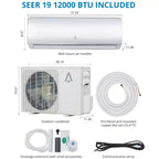 Garvee Aire Acondicionado y Calefacción Mini Split 9000 BTU, Unidad Mini AC con Bomba de Calor y WiFi, 115V, Blanco
