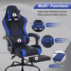 FDW Silla Gaming Silla de Escritorio de Carreras con Reposapiés Soporte Lumbar Reposacabezas Reposabrazos Silla de Oficina Giratoria Ajustable para PC Gamer