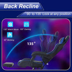 FDW Silla Gaming Silla de Escritorio de Carreras con Reposapiés Soporte Lumbar Reposacabezas Reposabrazos Silla de Oficina Giratoria Ajustable para PC Gamer