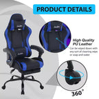 FDW Silla Gaming Silla de Escritorio de Carreras con Reposapiés Soporte Lumbar Reposacabezas Reposabrazos Silla de Oficina Giratoria Ajustable para PC Gamer