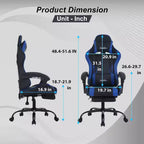 FDW Silla Gaming Silla de Escritorio de Carreras con Reposapiés Soporte Lumbar Reposacabezas Reposabrazos Silla de Oficina Giratoria Ajustable para PC Gamer