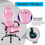 FDW Silla Gaming Silla de Escritorio de Carreras con Reposapiés Soporte Lumbar Reposacabezas Reposabrazos Silla de Oficina Giratoria Ajustable para PC Gamer
