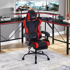 FDW Silla Gaming Silla de Escritorio de Carreras con Reposapiés Soporte Lumbar Reposacabezas Reposabrazos Silla de Oficina Giratoria Ajustable para PC Gamer