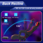 FDW Silla Gaming Silla de Escritorio de Carreras con Reposapiés Soporte Lumbar Reposacabezas Reposabrazos Silla de Oficina Giratoria Ajustable para PC Gamer