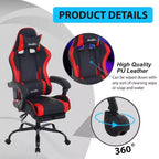 FDW Silla Gaming Silla de Escritorio de Carreras con Reposapiés Soporte Lumbar Reposacabezas Reposabrazos Silla de Oficina Giratoria Ajustable para PC Gamer