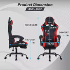 FDW Silla Gaming Silla de Escritorio de Carreras con Reposapiés Soporte Lumbar Reposacabezas Reposabrazos Silla de Oficina Giratoria Ajustable para PC Gamer