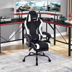 FDW Silla Gaming Silla de Escritorio de Carreras con Reposapiés Soporte Lumbar Reposacabezas Reposabrazos Silla de Oficina Giratoria Ajustable para PC Gamer