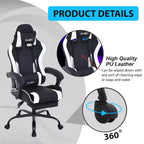 FDW Silla Gaming Silla de Escritorio de Carreras con Reposapiés Soporte Lumbar Reposacabezas Reposabrazos Silla de Oficina Giratoria Ajustable para PC Gamer