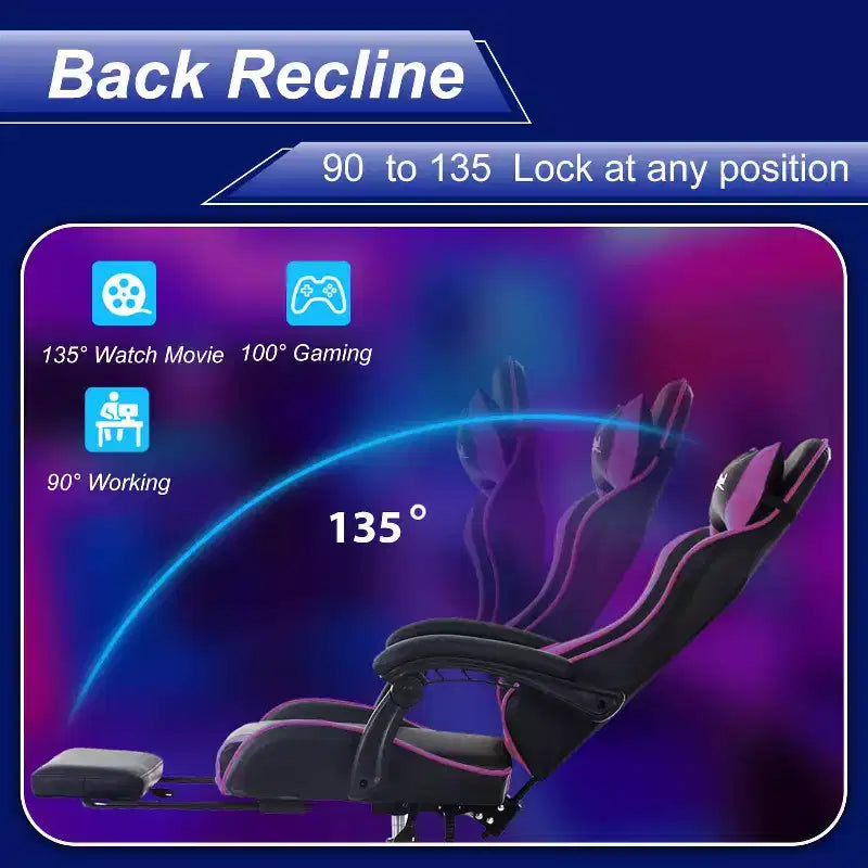 FDW Silla Gaming Silla de Escritorio de Carreras con Reposapiés Soporte Lumbar Reposacabezas Reposabrazos Silla de Oficina Giratoria Ajustable para PC Gamer