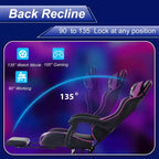 FDW Silla Gaming Silla de Escritorio de Carreras con Reposapiés Soporte Lumbar Reposacabezas Reposabrazos Silla de Oficina Giratoria Ajustable para PC Gamer