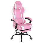 FDW Silla Gaming Silla de Escritorio de Carreras con Reposapiés Soporte Lumbar Reposacabezas Reposabrazos Silla de Oficina Giratoria Ajustable para PC Gamer
