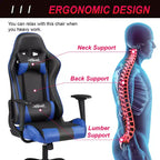 Silla de oficina para juegos BestMassage con soporte lumbar, reposacabezas, reposabrazos y silla de ordenador giratoria con ruedas para PC Gamer