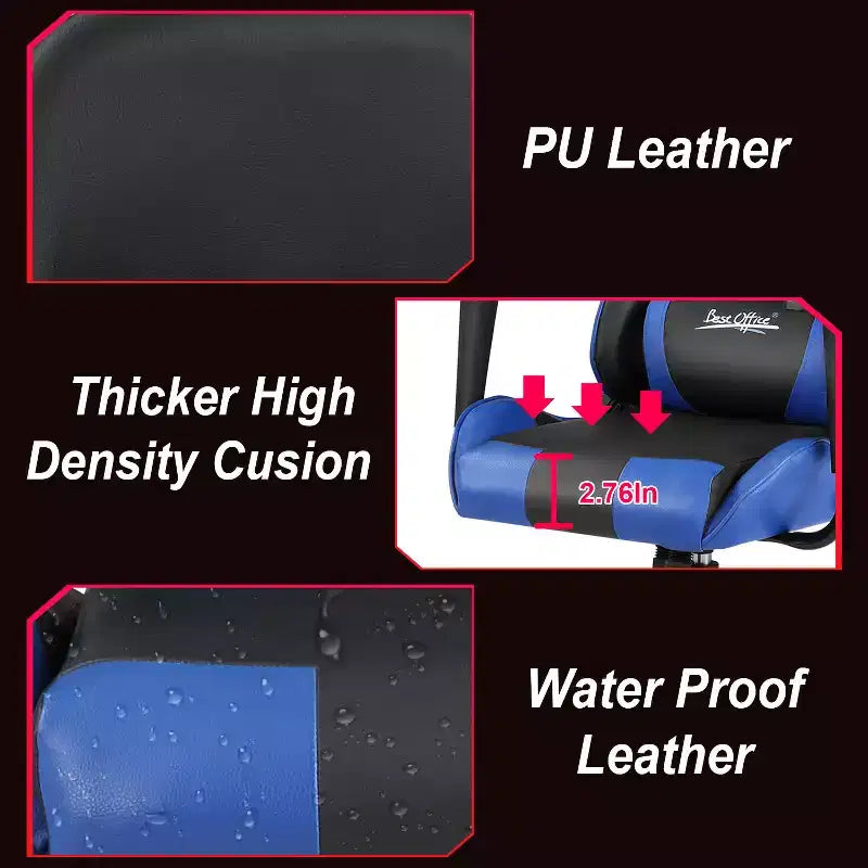 Silla de oficina para juegos BestMassage con soporte lumbar, reposacabezas, reposabrazos y silla de ordenador giratoria con ruedas para PC Gamer