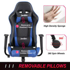 Silla de oficina para juegos BestMassage con soporte lumbar, reposacabezas, reposabrazos y silla de ordenador giratoria con ruedas para PC Gamer