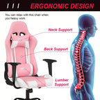 Silla de oficina para juegos BestMassage con soporte lumbar, reposacabezas, reposabrazos y silla de ordenador giratoria con ruedas para PC Gamer