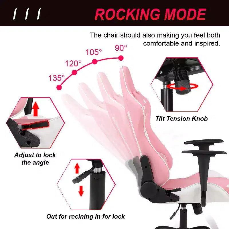 Silla de oficina para juegos BestMassage con soporte lumbar, reposacabezas, reposabrazos y silla de ordenador giratoria con ruedas para PC Gamer