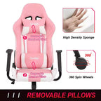 Silla de oficina para juegos BestMassage con soporte lumbar, reposacabezas, reposabrazos y silla de ordenador giratoria con ruedas para PC Gamer