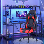 Silla de oficina para juegos BestMassage con soporte lumbar, reposacabezas, reposabrazos y silla de ordenador giratoria con ruedas para PC Gamer