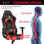 Silla de oficina para juegos BestMassage con soporte lumbar, reposacabezas, reposabrazos y silla de ordenador giratoria con ruedas para PC Gamer