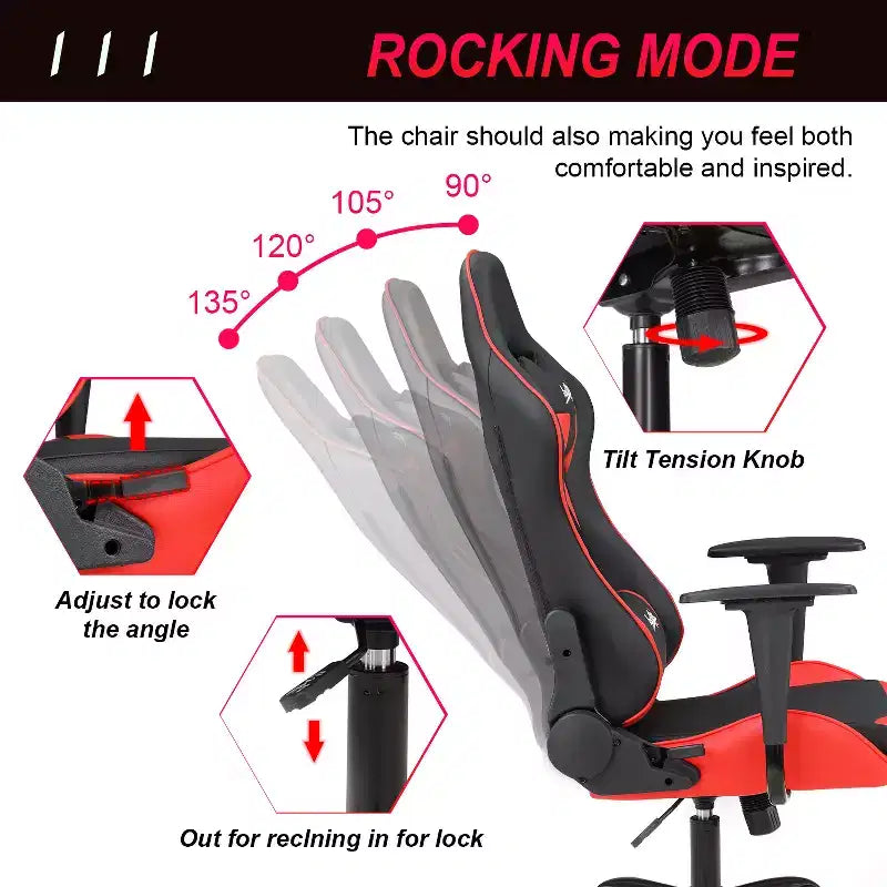 Silla de oficina para juegos BestMassage con soporte lumbar, reposacabezas, reposabrazos y silla de ordenador giratoria con ruedas para PC Gamer