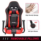 Silla de oficina para juegos BestMassage con soporte lumbar, reposacabezas, reposabrazos y silla de ordenador giratoria con ruedas para PC Gamer