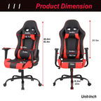 Silla de oficina para juegos BestMassage con soporte lumbar, reposacabezas, reposabrazos y silla de ordenador giratoria con ruedas para PC Gamer