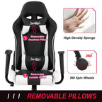 Silla de oficina para juegos BestMassage con soporte lumbar, reposacabezas, reposabrazos y silla de ordenador giratoria con ruedas para PC Gamer