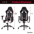 Silla de oficina para juegos BestMassage con soporte lumbar, reposacabezas, reposabrazos y silla de ordenador giratoria con ruedas para PC Gamer