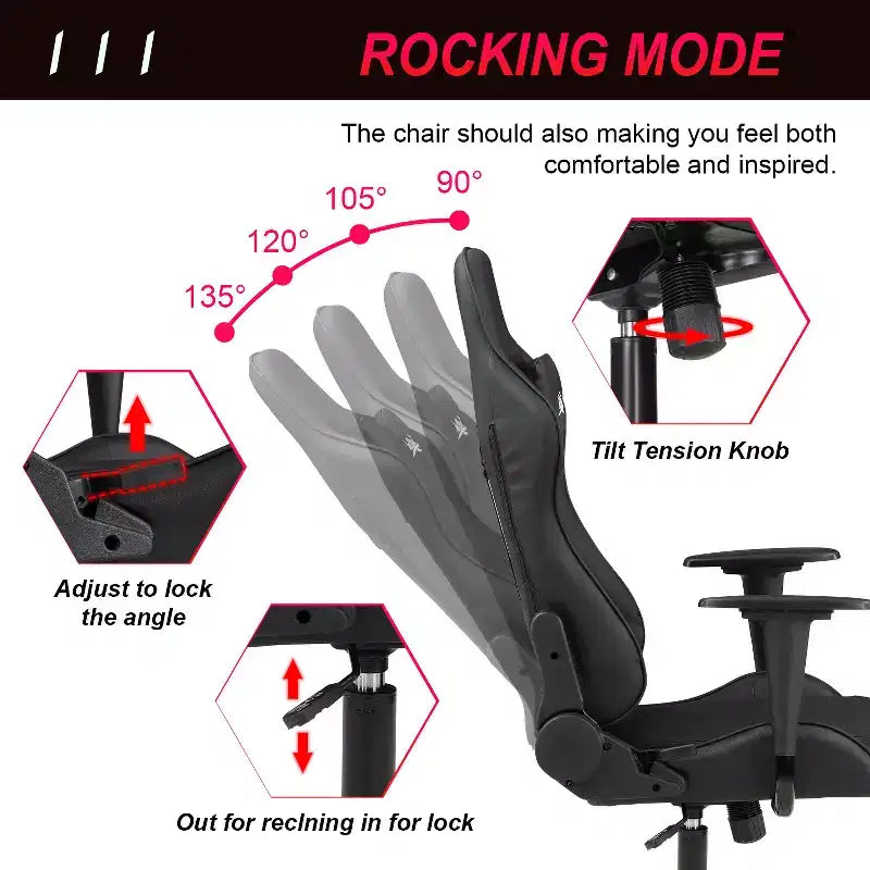 Silla de oficina para juegos BestMassage con soporte lumbar, reposacabezas, reposabrazos y silla de ordenador giratoria con ruedas para PC Gamer