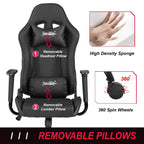 Silla de oficina para juegos BestMassage con soporte lumbar, reposacabezas, reposabrazos y silla de ordenador giratoria con ruedas para PC Gamer