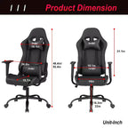 Silla de oficina para juegos BestMassage con soporte lumbar, reposacabezas, reposabrazos y silla de ordenador giratoria con ruedas para PC Gamer