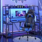 Silla de oficina para juegos BestMassage con soporte lumbar, reposacabezas, reposabrazos y silla de ordenador giratoria con ruedas para PC Gamer