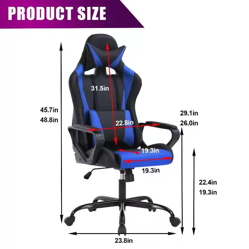 BestMassage Silla de escritorio para juegos Silla de oficina Silla de computadora con reposabrazos Soporte lumbar giratorio 360 Silla ejecutiva para adultos