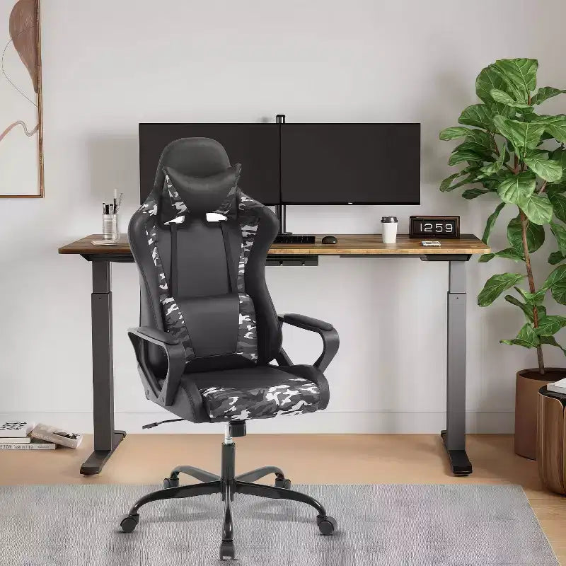 BestMassage Silla de escritorio para juegos Silla de oficina Silla de computadora con reposabrazos Soporte lumbar giratorio 360 Silla ejecutiva para adultos