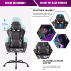 BestMassage Silla de escritorio para juegos Silla de oficina Silla de computadora con reposabrazos Soporte lumbar giratorio 360 Silla ejecutiva para adultos