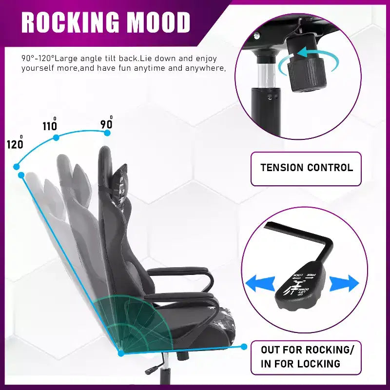 BestMassage Silla de escritorio para juegos Silla de oficina Silla de computadora con reposabrazos Soporte lumbar giratorio 360 Silla ejecutiva para adultos