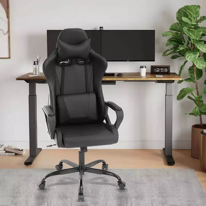 BestMassage Silla de escritorio para juegos Silla de oficina Silla de computadora con reposabrazos Soporte lumbar giratorio 360 Silla ejecutiva para adultos