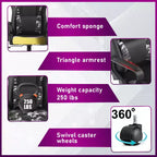 BestMassage Silla de escritorio para juegos Silla de oficina Silla de computadora con reposabrazos Soporte lumbar giratorio 360 Silla ejecutiva para adultos