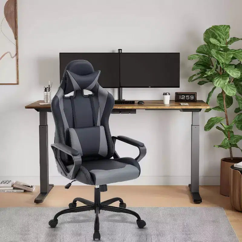BestMassage Silla de escritorio para juegos Silla de oficina Silla de computadora con reposabrazos Soporte lumbar giratorio 360 Silla ejecutiva para adultos
