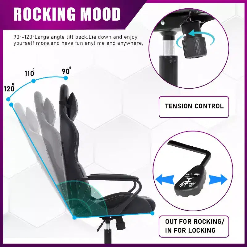 BestMassage Silla de escritorio para juegos Silla de oficina Silla de computadora con reposabrazos Soporte lumbar giratorio 360 Silla ejecutiva para adultos