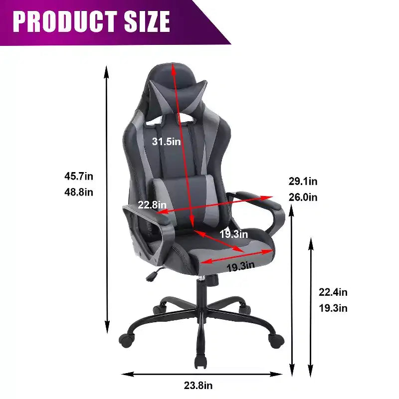 BestMassage Silla de escritorio para juegos Silla de oficina Silla de computadora con reposabrazos Soporte lumbar giratorio 360 Silla ejecutiva para adultos