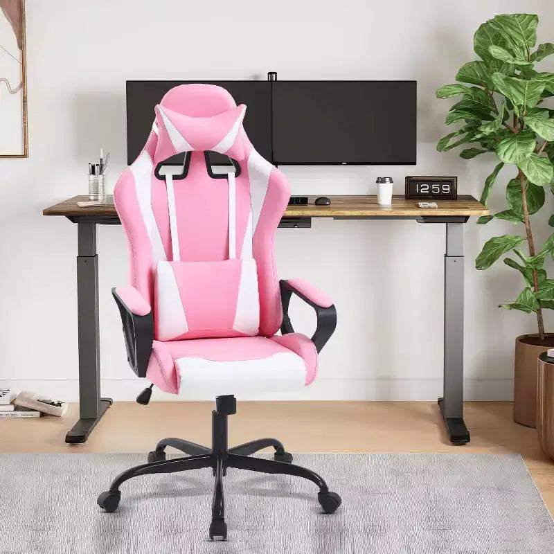 BestMassage Silla de escritorio para juegos Silla de oficina Silla de computadora con reposabrazos Soporte lumbar giratorio 360 Silla ejecutiva para adultos