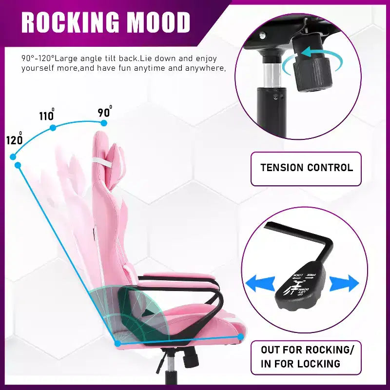 BestMassage Silla de escritorio para juegos Silla de oficina Silla de computadora con reposabrazos Soporte lumbar giratorio 360 Silla ejecutiva para adultos