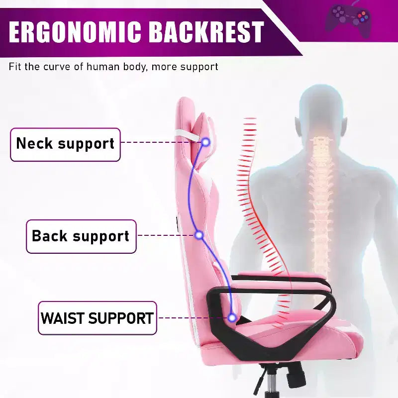 BestMassage Silla de escritorio para juegos Silla de oficina Silla de computadora con reposabrazos Soporte lumbar giratorio 360 Silla ejecutiva para adultos