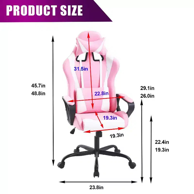 BestMassage Silla de escritorio para juegos Silla de oficina Silla de computadora con reposabrazos Soporte lumbar giratorio 360 Silla ejecutiva para adultos