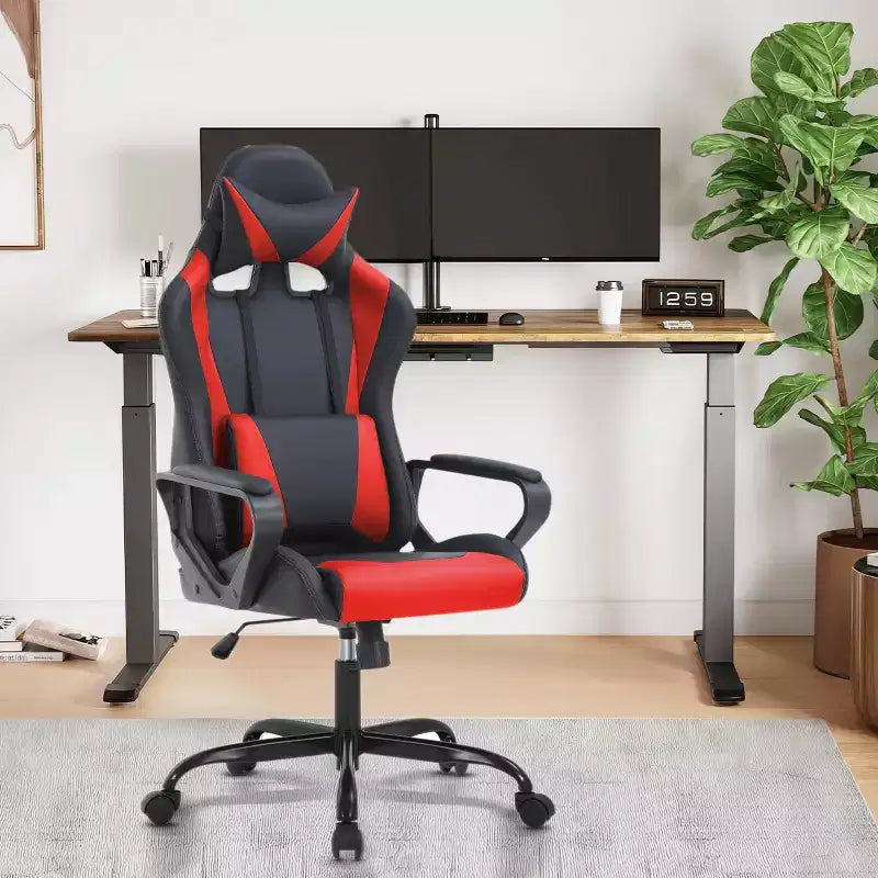 BestMassage Silla de escritorio para juegos Silla de oficina Silla de computadora con reposabrazos Soporte lumbar giratorio 360 Silla ejecutiva para adultos