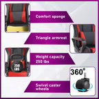 BestMassage Silla de escritorio para juegos Silla de oficina Silla de computadora con reposabrazos Soporte lumbar giratorio 360 Silla ejecutiva para adultos