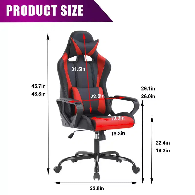 BestMassage Silla de escritorio para juegos Silla de oficina Silla de computadora con reposabrazos Soporte lumbar giratorio 360 Silla ejecutiva para adultos