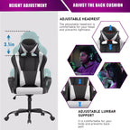 BestMassage Silla de escritorio para juegos Silla de oficina Silla de computadora con reposabrazos Soporte lumbar giratorio 360 Silla ejecutiva para adultos